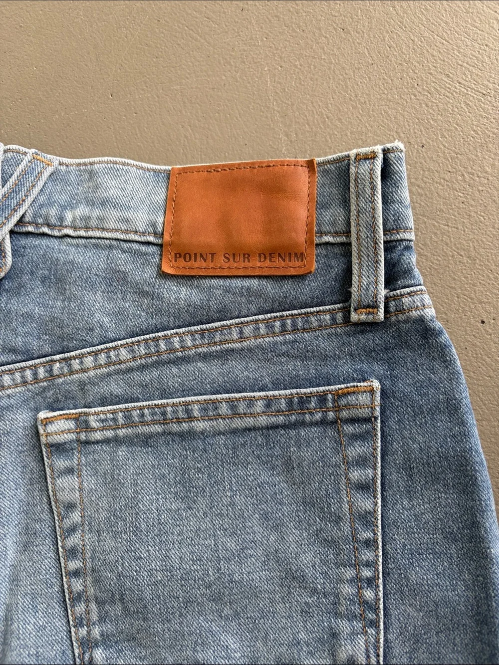 J. Crew Point Sur Blue Denim Cutoff Shorts with Rainbow Embroidered Side Trim
